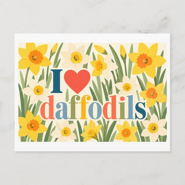Carte Postale "J'[cœur] les jonquilles" (Devant)