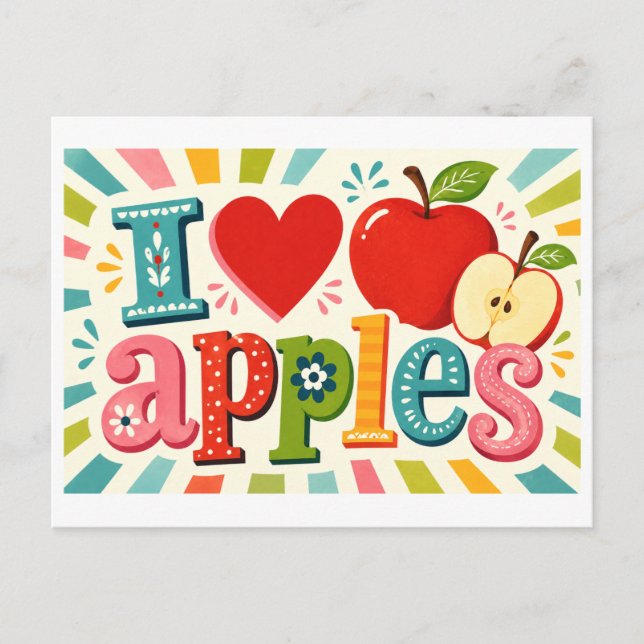 Carte Postale "J'[cœur] les pommes" (Devant)