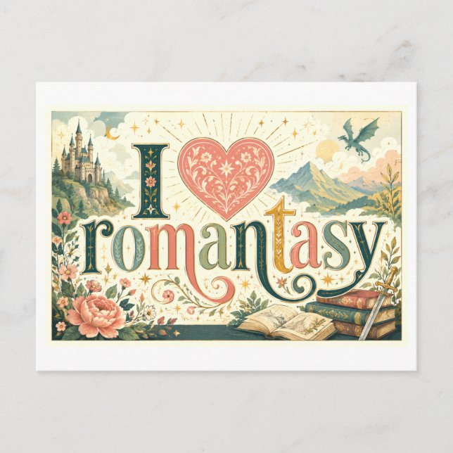 Carte Postale "J'[Cœur] Romantasy" (Devant)