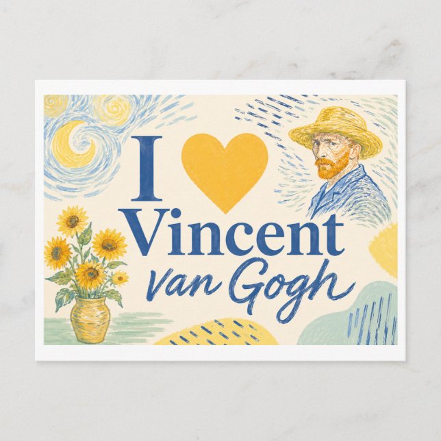 Carte Postale "J'[cœur] Vincent van Gogh" (Devant)