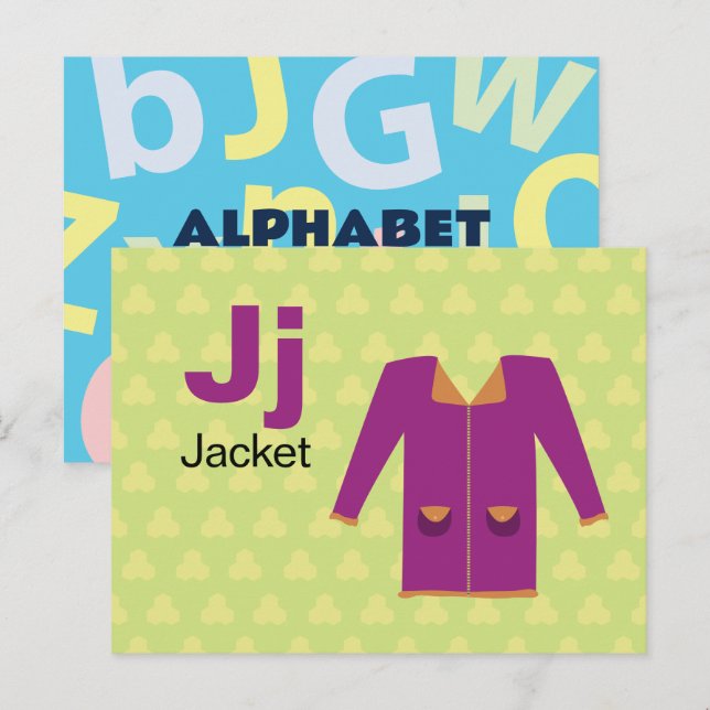 Carte Postale J est pour Veste - Alphabet Flash Card (Devant / Derrière)