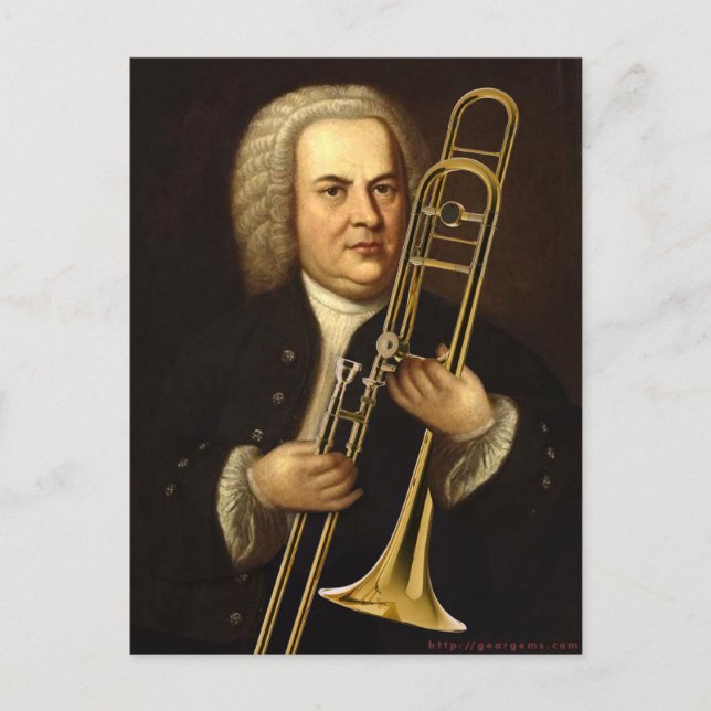 Carte Postale J.S. Bach avec Trombone (Devant)
