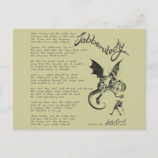 Carte Postale Jabberwocky Poem (Devant)