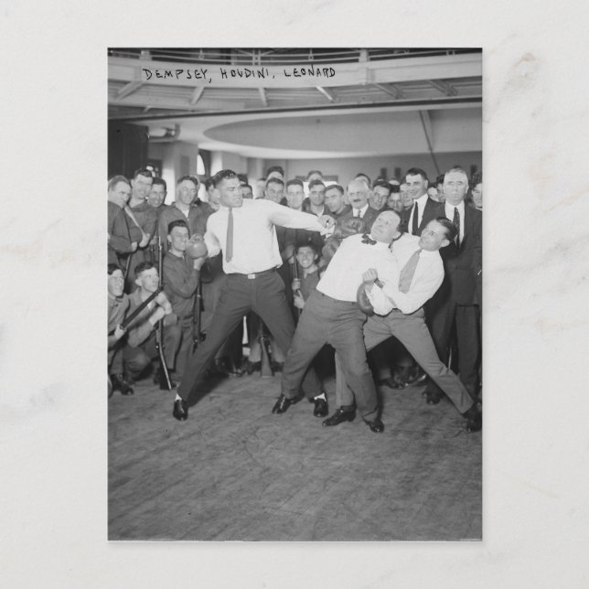 Carte Postale Jack Dempsey Faux combat contre Harry Houdini (Devant)