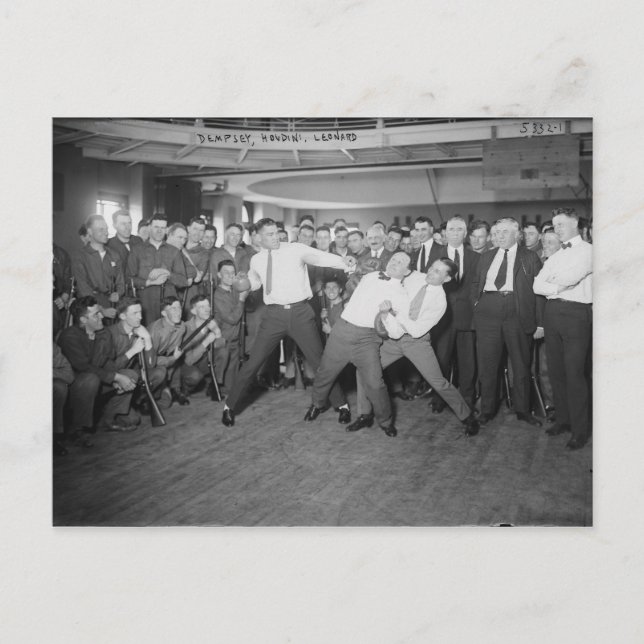 Carte Postale Jack Dempsey Faux combat contre Harry Houdini (Devant)