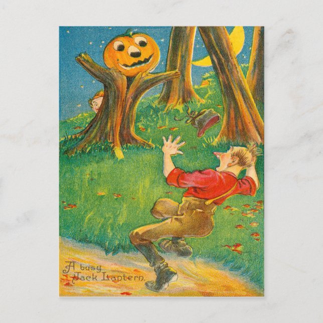 Carte Postale Jack-o'-lantern Citrouille Monster Crescent Moon (Devant)