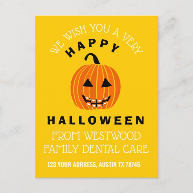 Carte Postale Jack-o'-lantern d'Halloween avec bracelets - Jaune (Devant)