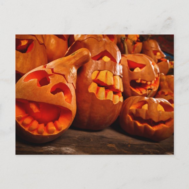 Carte Postale Jack-o'-lantern effrayant Citrouilles Halloween (Devant)