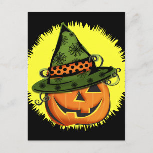 Carte Postale Jack-O-Lantern en Casquette de sorcière