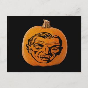 Carte Postale Jack o' Lantern Vampire Face, Citrouille d'Hallowe