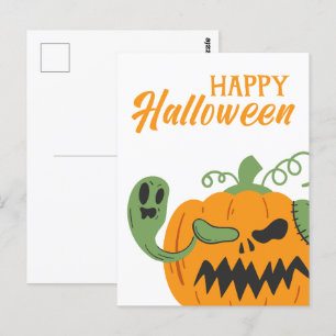 Carte Postale Jack-o-lanterne et os Halloween Éffrayant