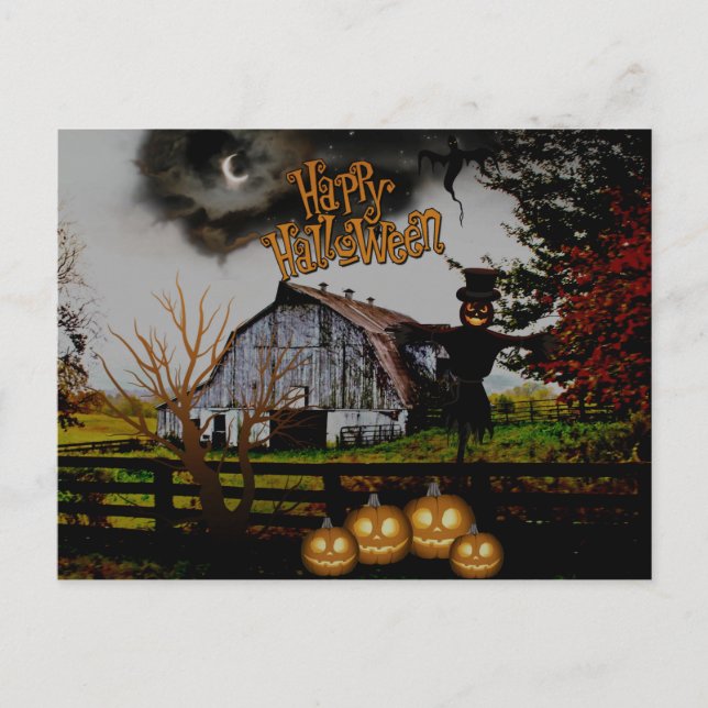 Carte Postale *~* Jack-o-Lanterns - Scarecrow HALLOWEEN (Devant)