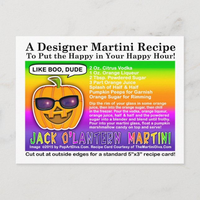Carte postale Jack O'Lantern Recette Cocktail Hall (Devant)