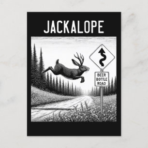 Carte Postale Jackalope Qui Traverse Une Ancienne Route Dirt