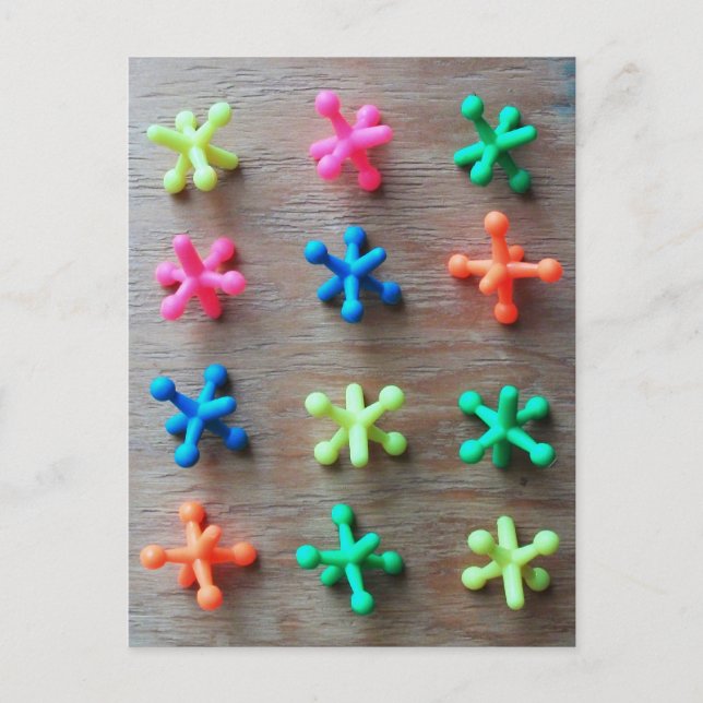 Carte Postale Jacks colorés sur bois (Devant)