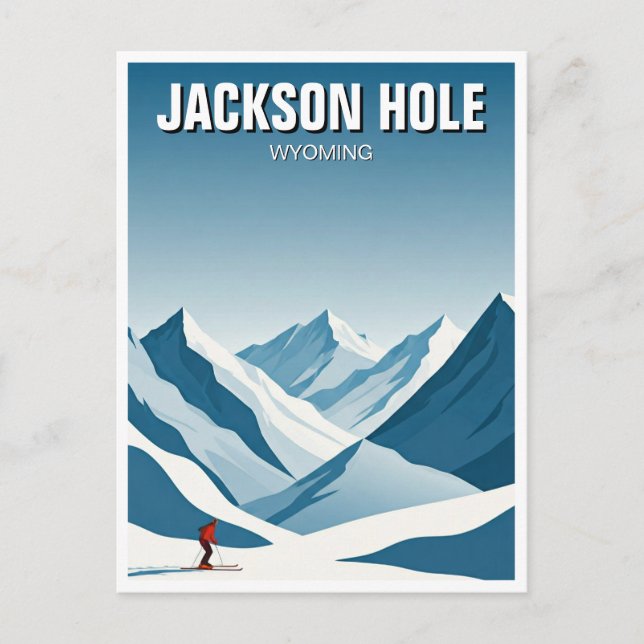 Carte Postale Jackson Hole Skiing Skier Travel (Devant)