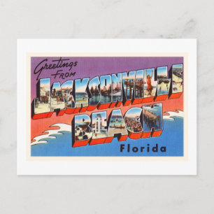Carte Postale Jacksonville Beach Floride FL Vieux souvenir de vo