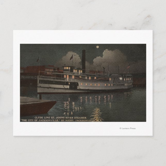 Carte Postale Jacksonville, FL - Vue nocturne St. Johns River (Devant)