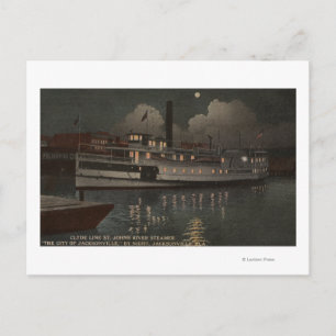 Carte Postale Jacksonville, FL - Vue nocturne St. Johns River