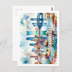 Carte Postale Jacksonville Floride Famous Travel aquarelle
