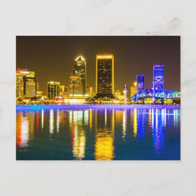 Carte Postale Jacksonville Floride skyline le long de la rivière (Devant)