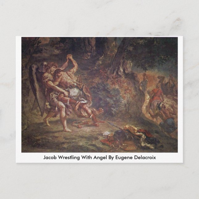 Carte Postale Jacob Lutte Avec Angel Par Eugene Delacroix (Devant)