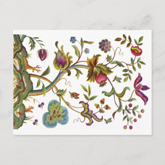 Carte Postale Jacobean Crewel Brodery Arbre de vie
