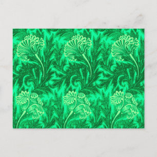 Carte Postale Jacobean Flower Damask, Emerald et Lime Green