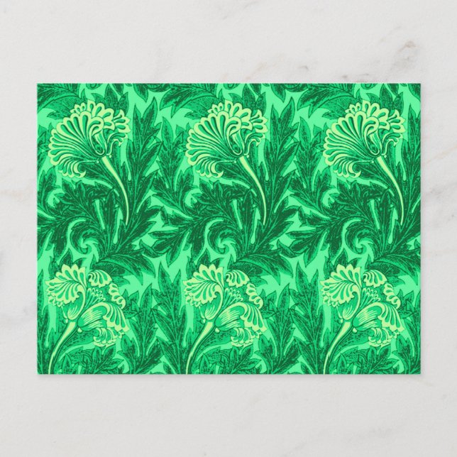 Carte Postale Jacobean Flower Damask, Emerald et Lime Green (Devant)