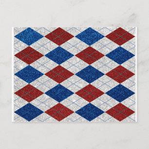 Carte Postale Jacquard rouge, blanc et bleu 4 juillet Parties sc