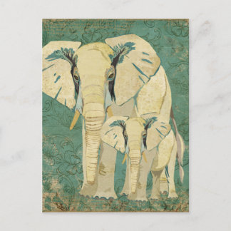 Carte postale Jade Eléphants blancs
