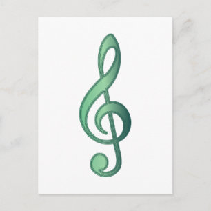 Carte Postale Jade Green Treble Clef
