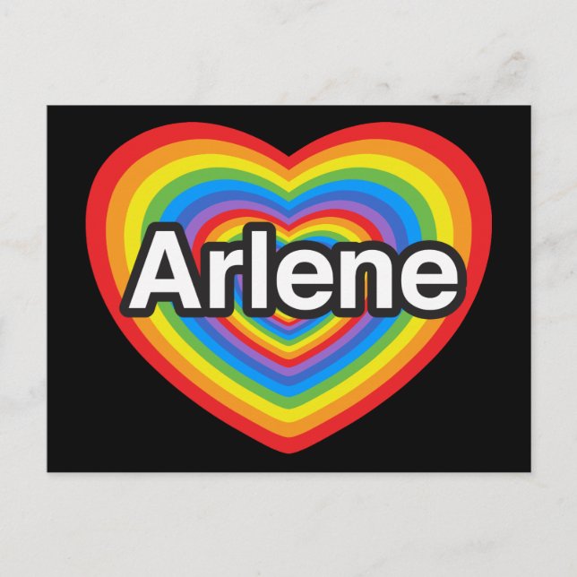Carte Postale J'adore Arlene. Je t'aime Arlene. Cœur (Devant)