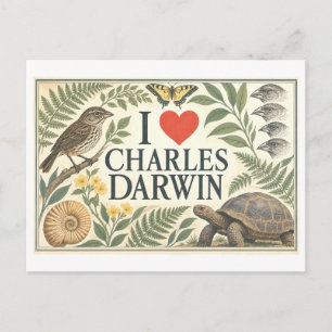 Carte Postale "J'adore Charles Darwin"