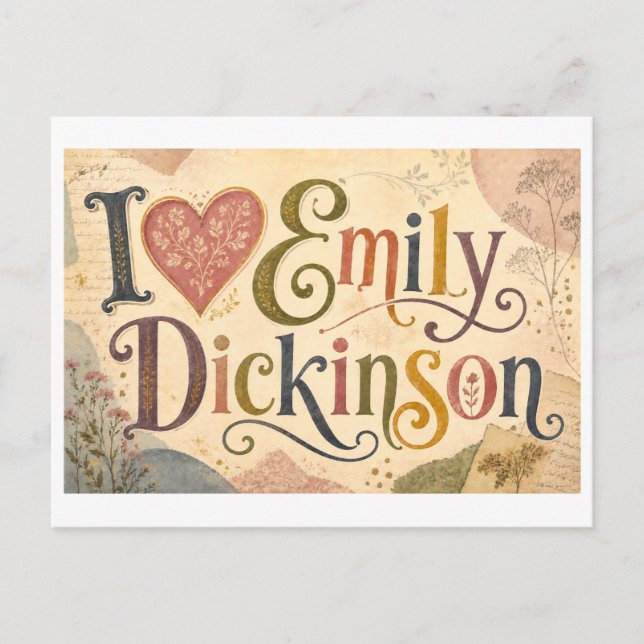 Carte Postale "J'adore Emily Dickinson" (Devant)