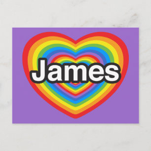 Carte Postale J'adore James. Je t'aime James. Cœur