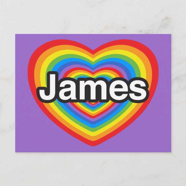 Carte Postale J'adore James. Je t'aime James. Cœur (Devant)