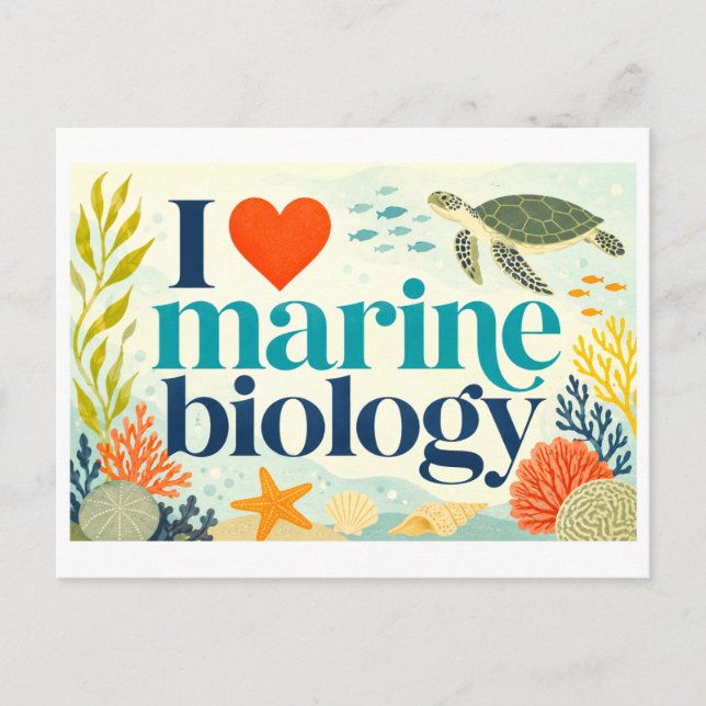 Carte Postale "J'adore la biologie marine" (Devant)
