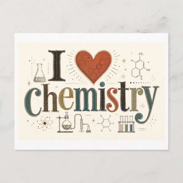 Carte Postale "J'adore la chimie" (Devant)