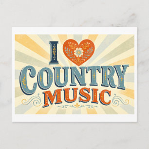 Carte Postale "J'adore la musique country"