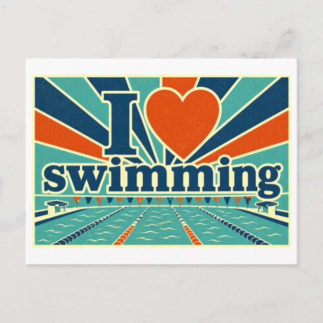 Carte Postale "J'adore la natation" (Devant)