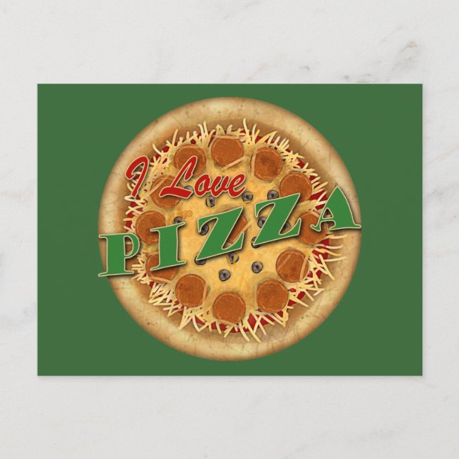 Carte Postale J'adore la pizza (Devant)
