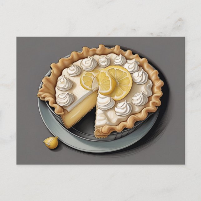 Carte Postale J'adore la tarte meringue au citron (Devant)