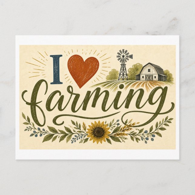 Carte Postale "J'adore l'agriculture" (Devant)