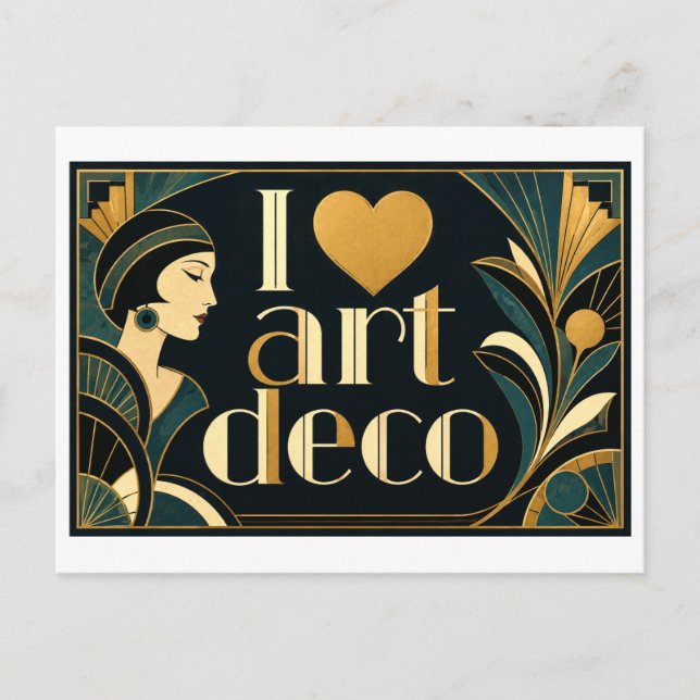 Carte Postale "J'adore l'Art Déco" (Devant)