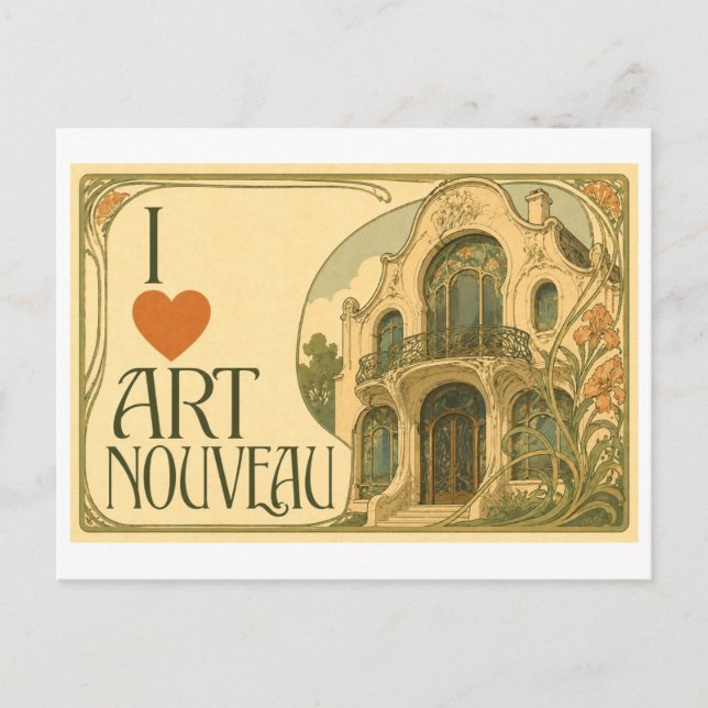 Carte Postale "J'adore l'Art nouveau" (Devant)