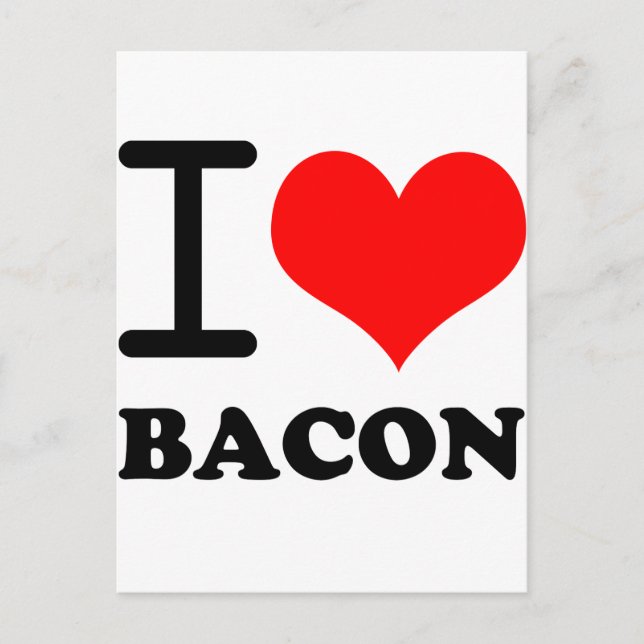 Carte Postale J'adore le bacon (Devant)