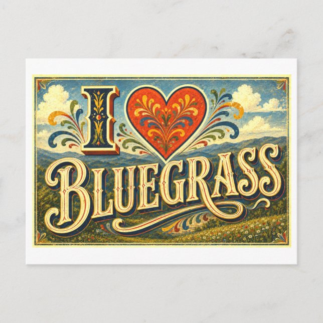 Carte Postale "J'adore le bluegrass" (Devant)