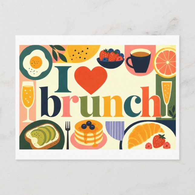 Carte Postale "J'adore le brunch" (Devant)