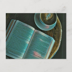 Carte Postale J'adore le café et les livres